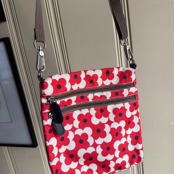 Orla Kiely Target Crossbody Bag Purse Red White Black Geometric Flower - Picture 6 of 6